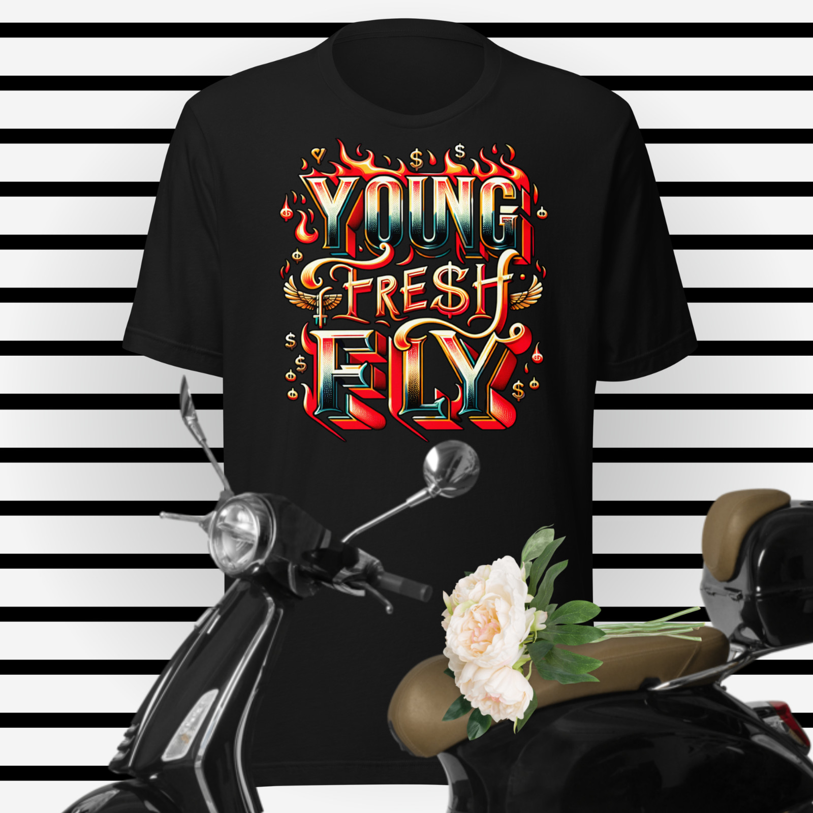 Young Fresh & Fly T-Shirts Street Wear Unisex Sport Tee Shirt Pro Club Shaka RTP