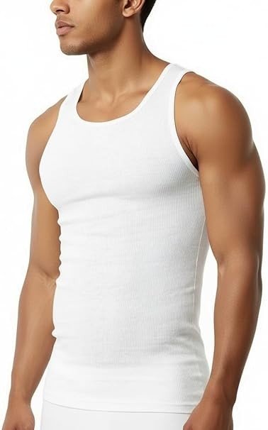 Mens 3 Pack 100% Cotton Ribbed Sleeveless Tank Top A Shirt Undershirts
