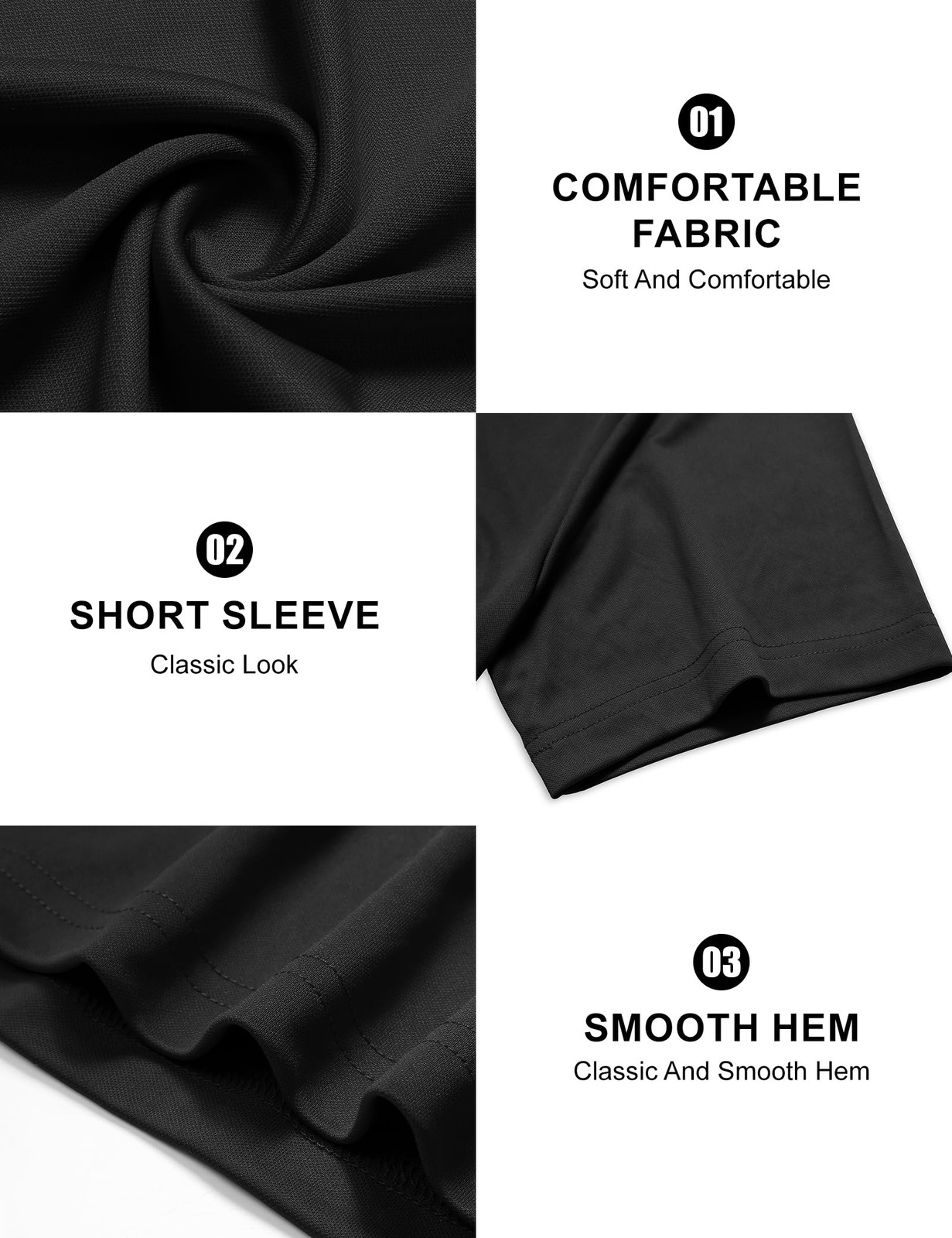 5 Pack Men’s Henley Shirt Basic T Shirt, Moisture Wicking Breathable Button D.