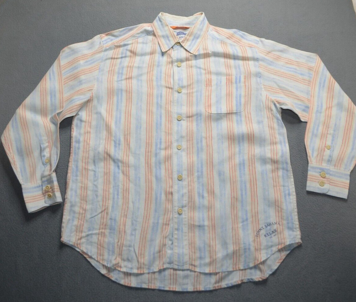 Tommy Bahama Relax 100% Linen Easy Breezer Long Sleeve Button Up Size Large
