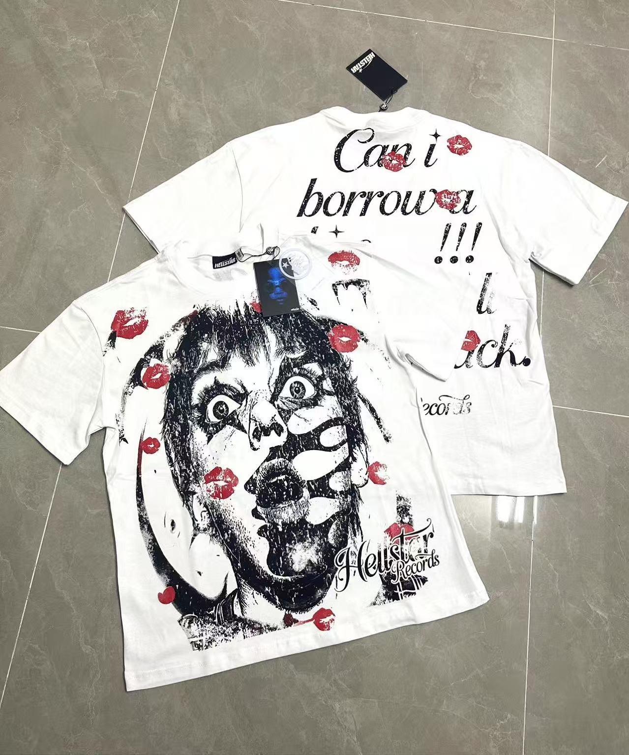 Hell Studios star Character print with red lips Tee Mens Short sleeved T-shirt
