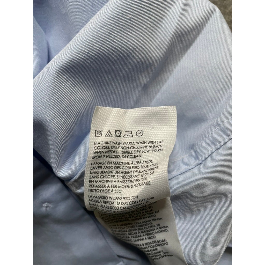 Club Monaco Albini Fabric Mens Light Blue Cotton Button Down Shirt Size 15.5