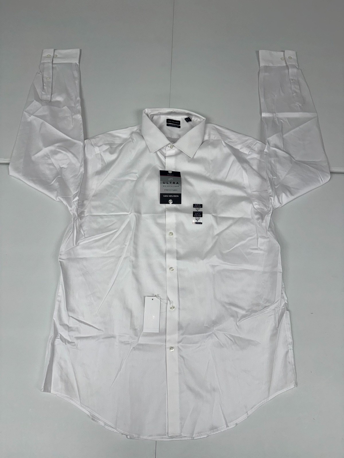 Van Heusen Ultra Wrinkle Free Slim Fit Stretch Dress Shirt Mens White Formal