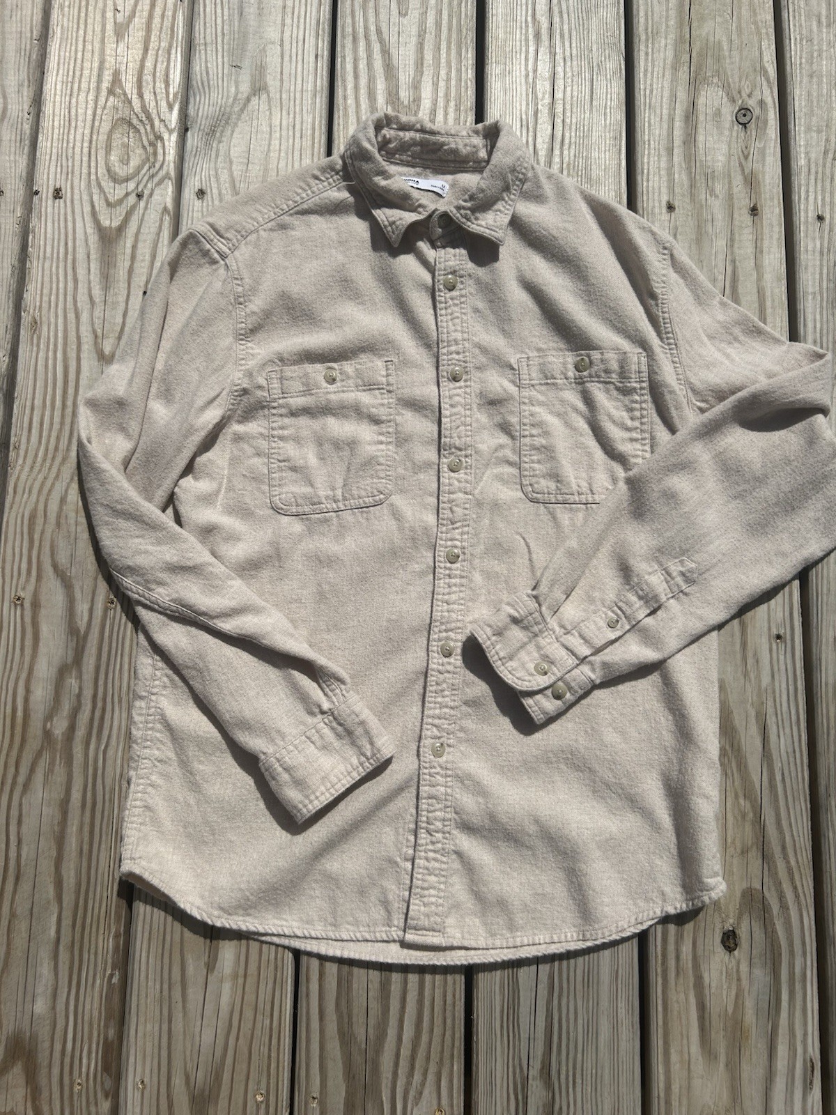 Sonoma Supersoft Flannel mens Color Beige Size Medium Classic Outdoor Cozy