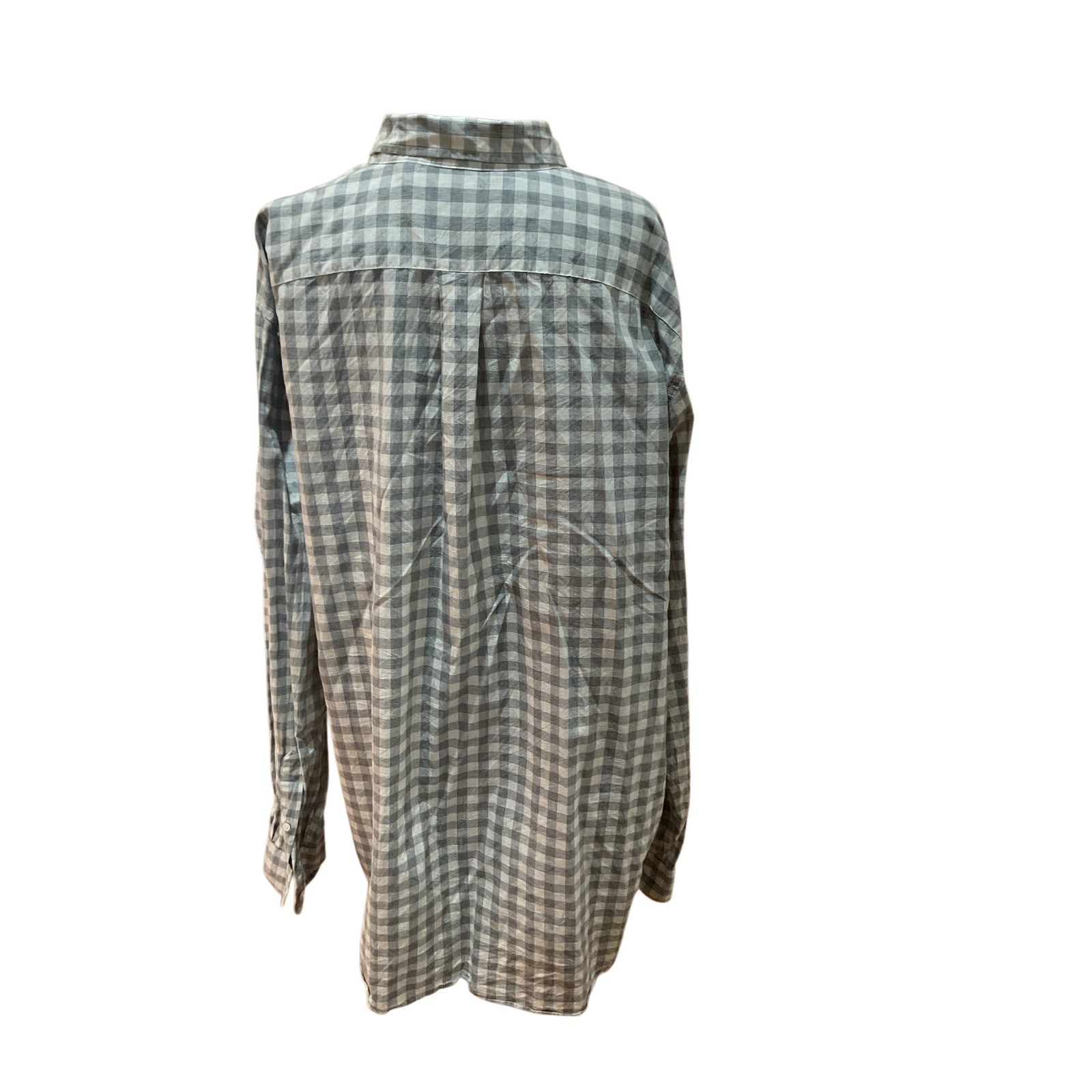 ROWM Mens 2XT Gingham Check Button Down Shirt Long Sleeve Casual Everyday