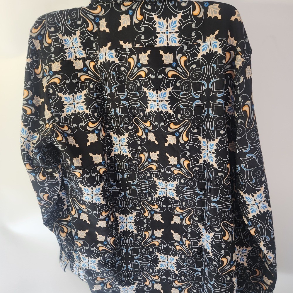 Source Unknown Black and Blue Patterned Dress Shirt