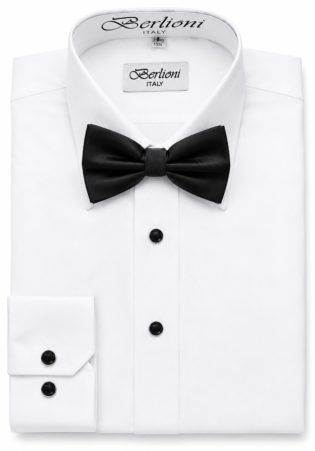 Berlioni Italy Men’s Premium Formal Tuxedo Shirt With Bow Tie