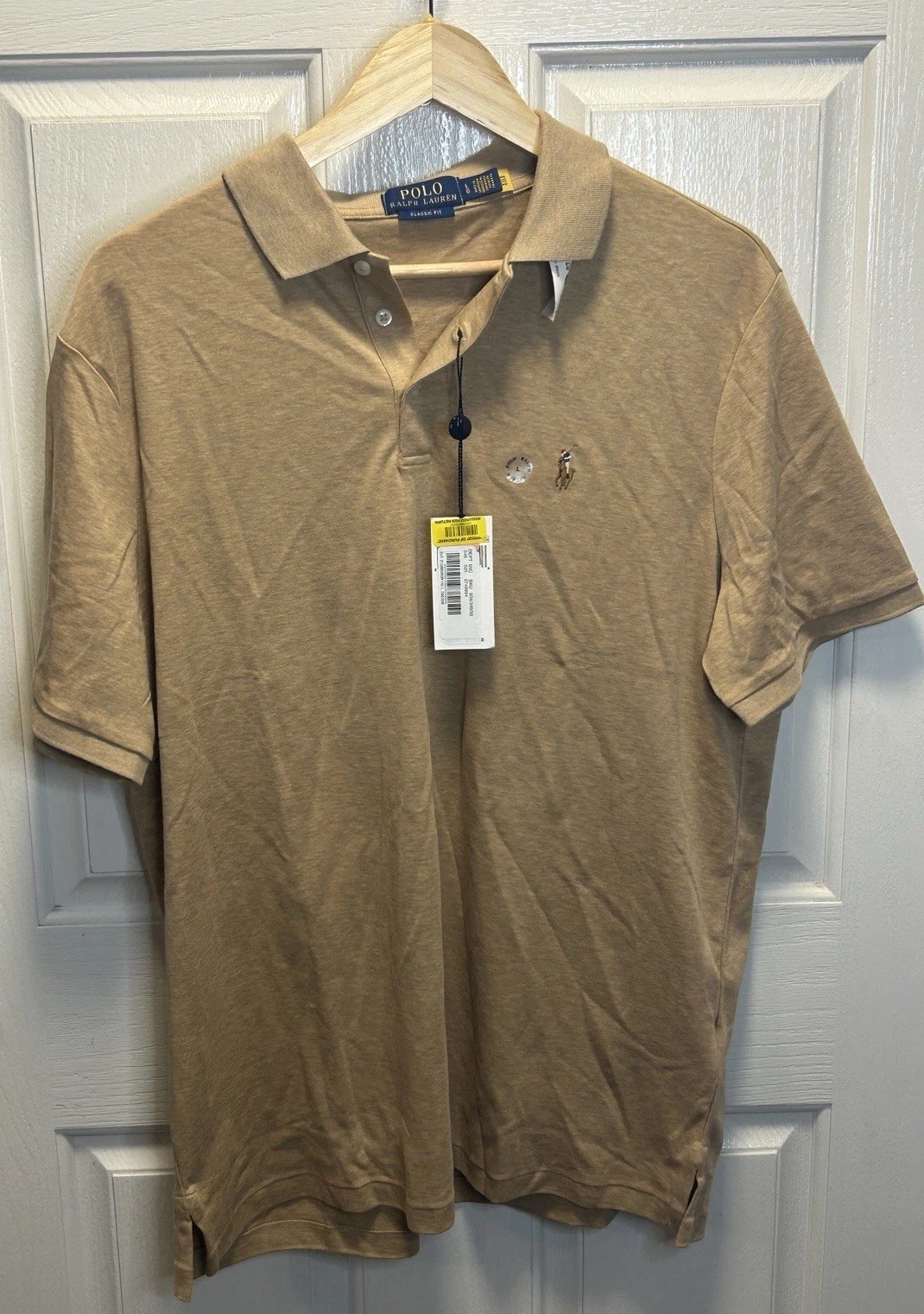 Polo Ralph Lauren Classic Fit Polo Shirt Tan Size Large $110 Retail