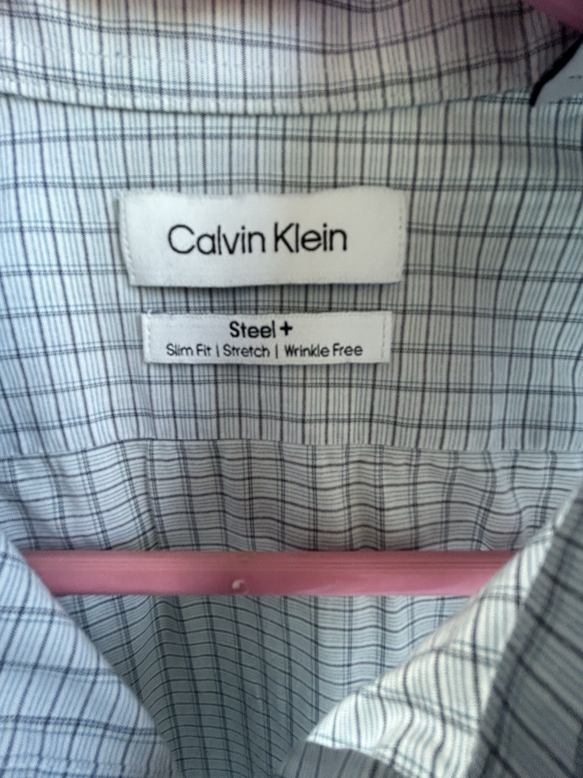 Calvin Klein Steel+ Slim Stretch Check Dress Shirt 15.5 32/33