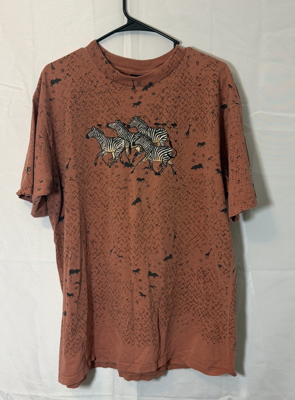 Natural Bridge Wildlife Ranch Shirt Mens XL Full Print African Safari Texas
