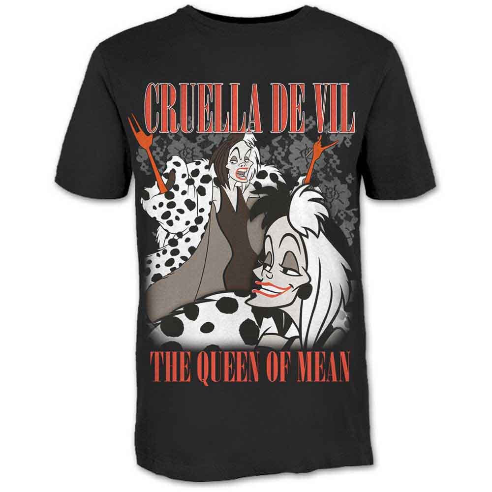 Disney 101 Dalmatians Cruella Homage T-Shirt Black New