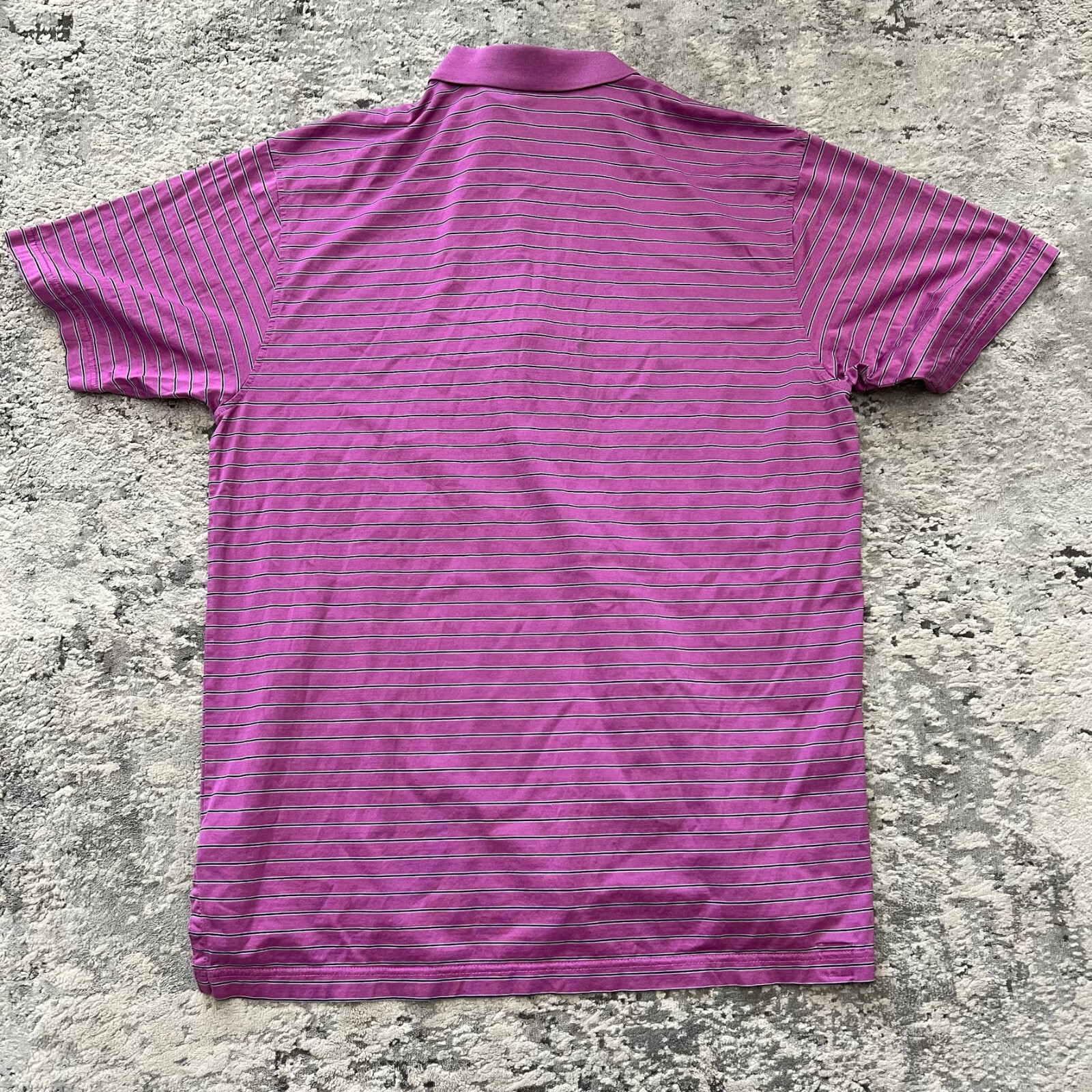 Peter Millar Polo Shirt Men L Purple Striped Short Sleeve Stretch Summer Comfort
