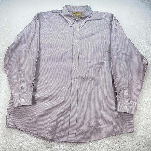 Roundtree & Yorke Gold Label Button Down Shirt Mens 18.5 Striped Puce
