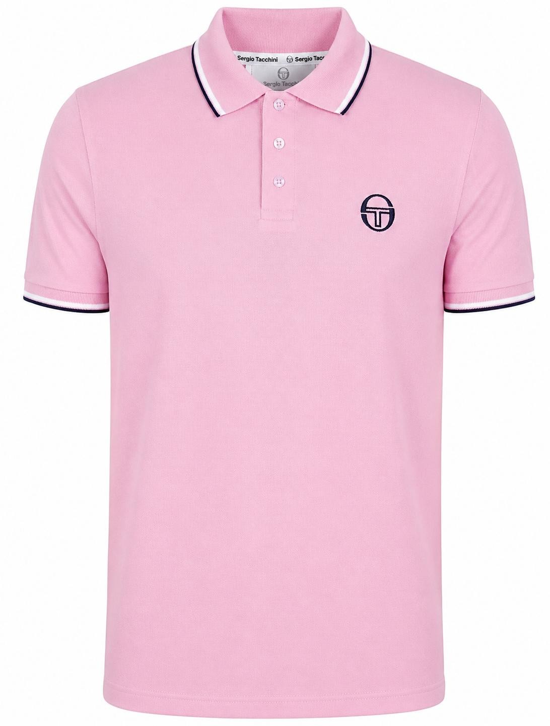 Sergio Tacchini Men’s Retro Tipped Polo Shirt Cotton Collared Top New XS – 4XL