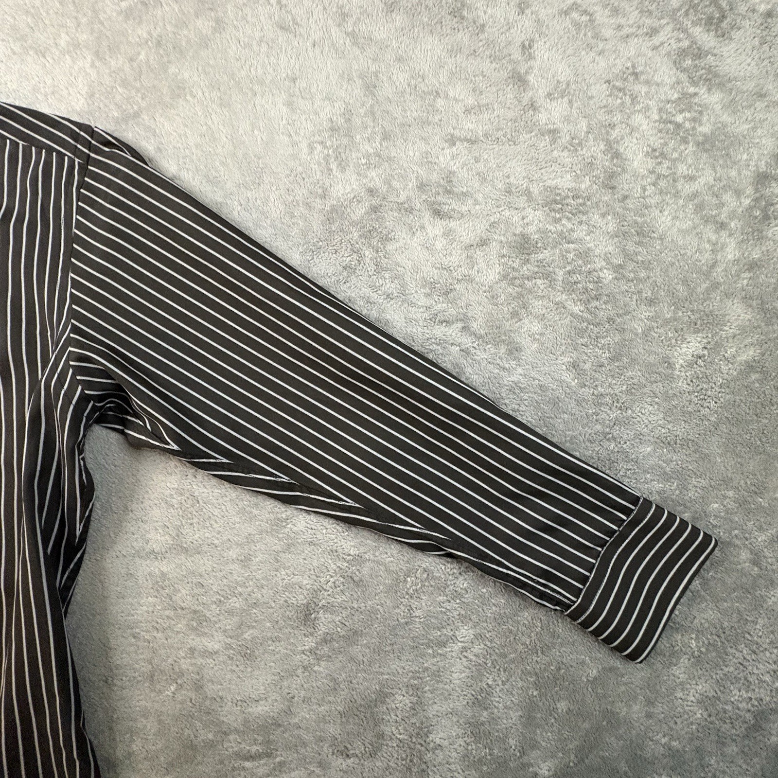 Brioni Men’s XL Black & Silver Striped Button Up LS Shirt SEE DESCRIPTION