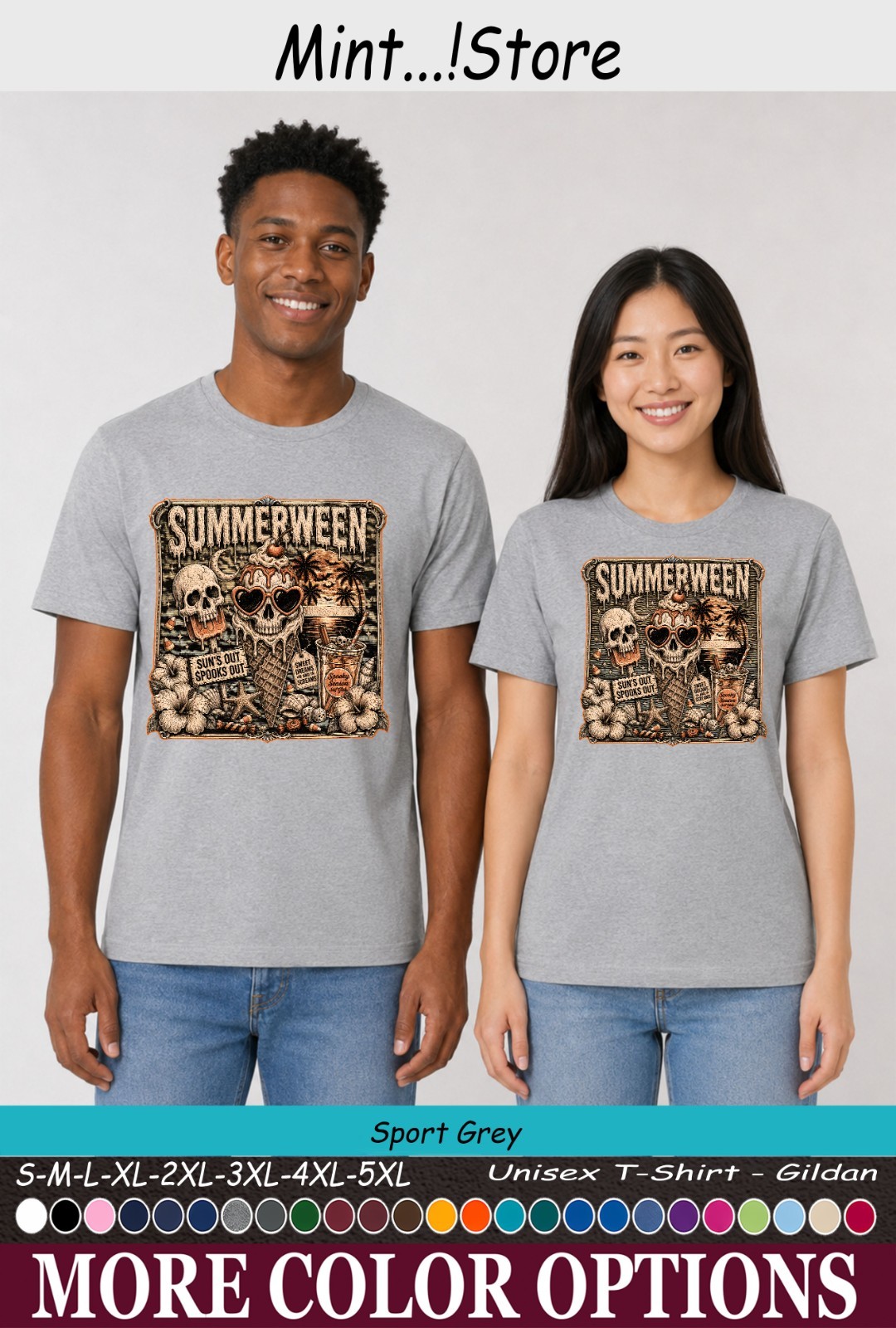 Summerween Shirt, Retro Skull Beach Summer Halloween Unisex T-Shirt