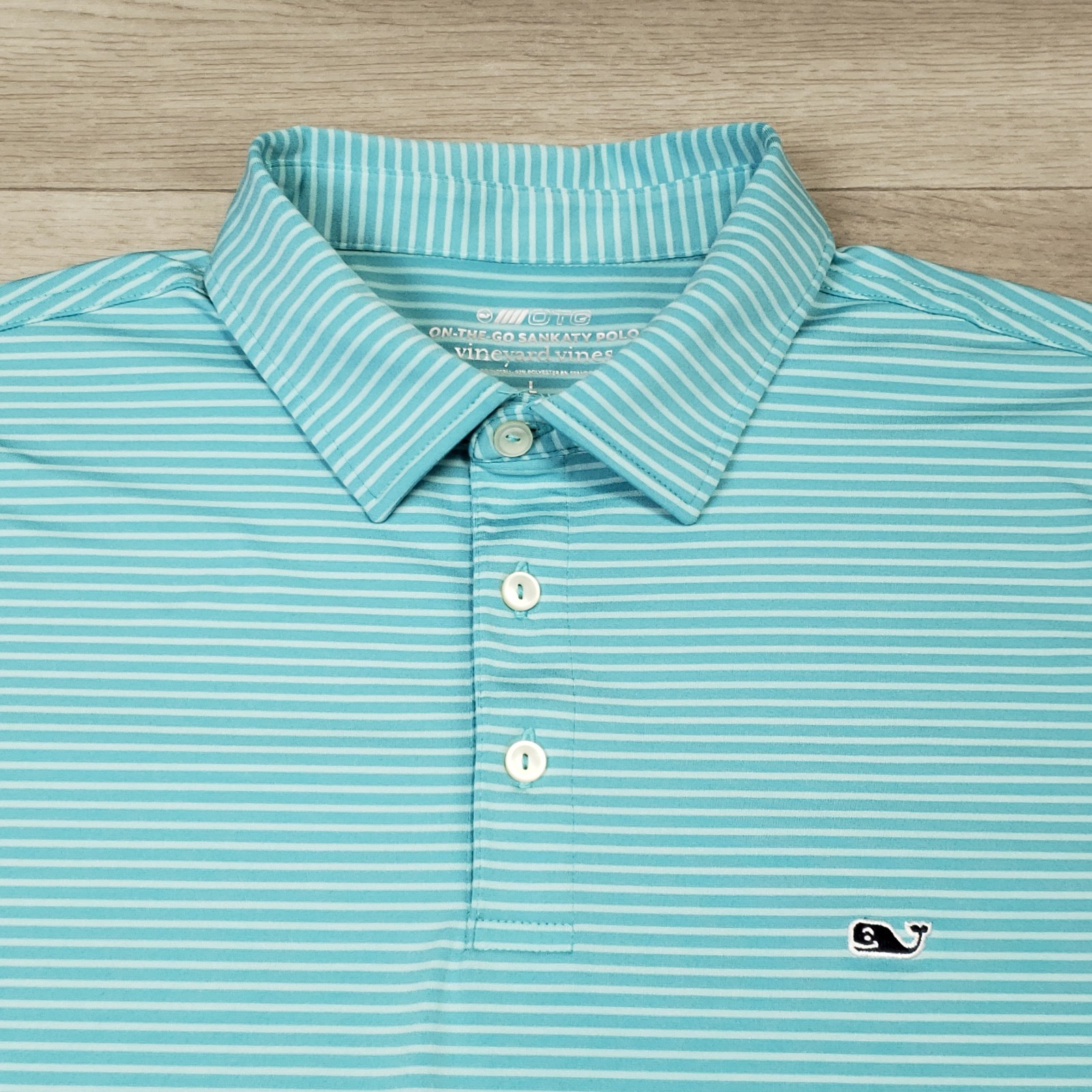 Vineyard Vines On The Go Sankaty Polo Shirt Men’s Large Striped Logo Stretch OTG
