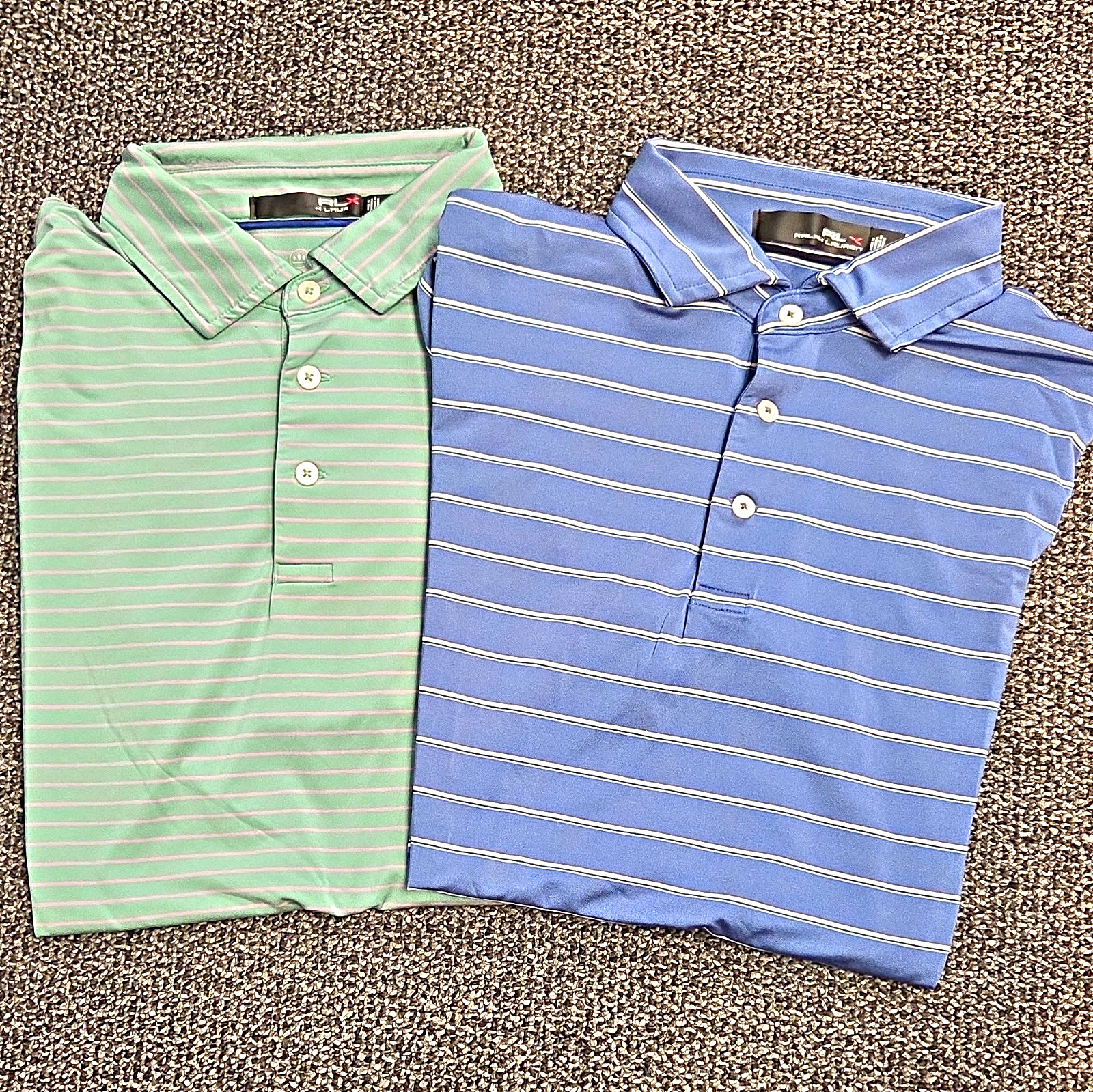 Lot (2) RLX Ralph Lauren Striped Short Sleeve Golf Polo Shirts Men’s Size M