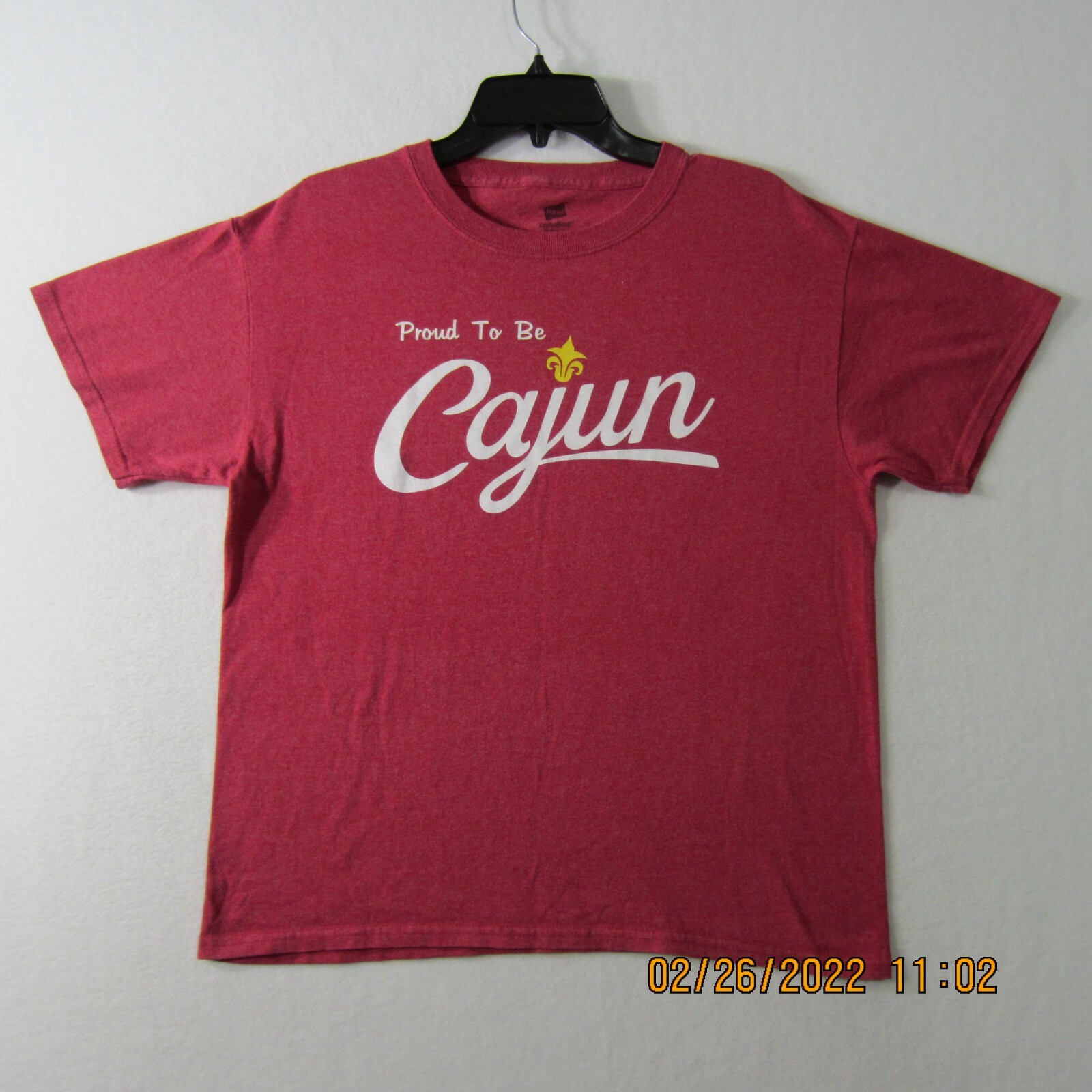 Hanes Shirt Mens Medium Red Comfort Blend EcoSmart Proud To Be Cajun Outdoor