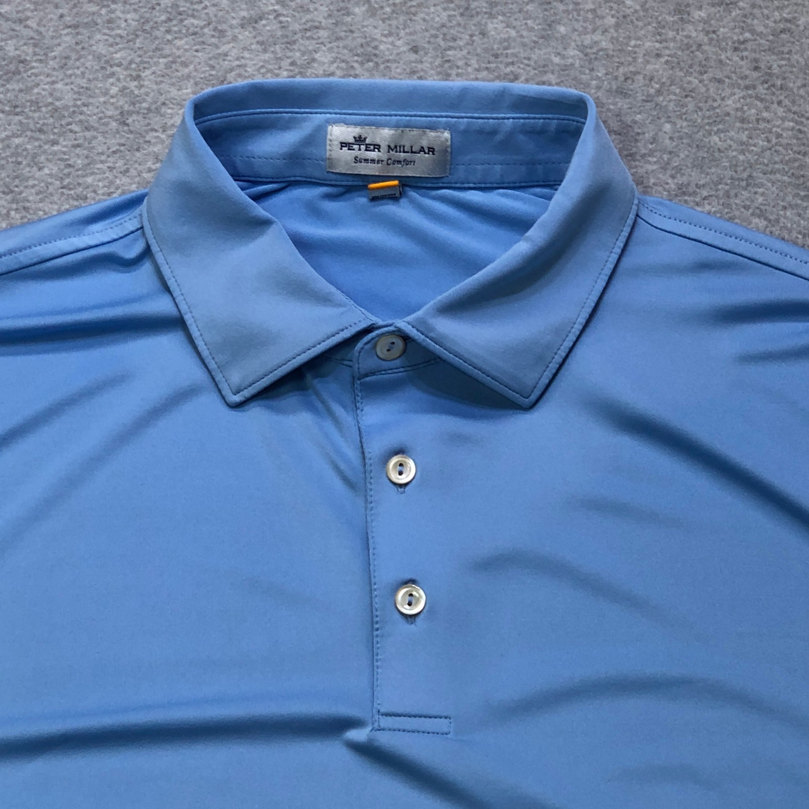 Peter Millar Summer Comfort Polo Shirt Men’s Large Blue Golf Performance Stretch