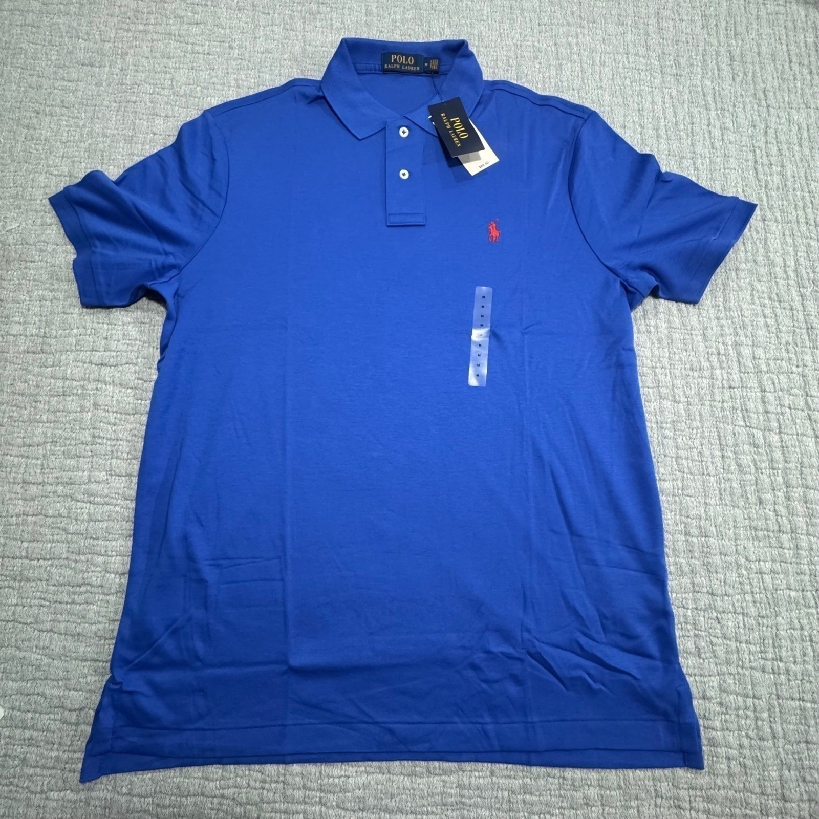 New Polo Ralph Lauren Golf Polo Soft Cotton Shirt Men’s Medium Blue W/ Red Pony