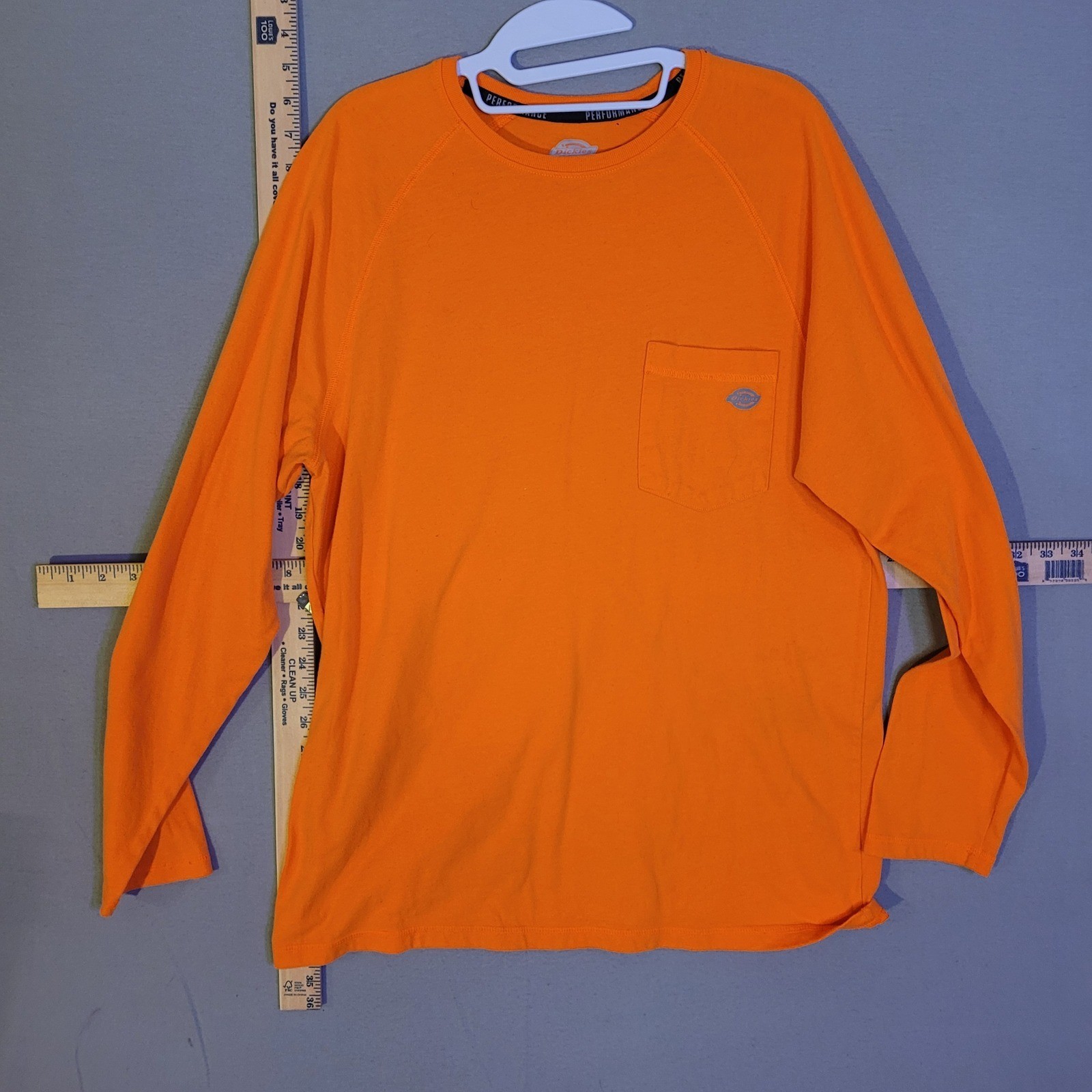 Dickies Mens Temp-iQ Cooling Performance Long Sleeve Pocket T-Shirt Orange L
