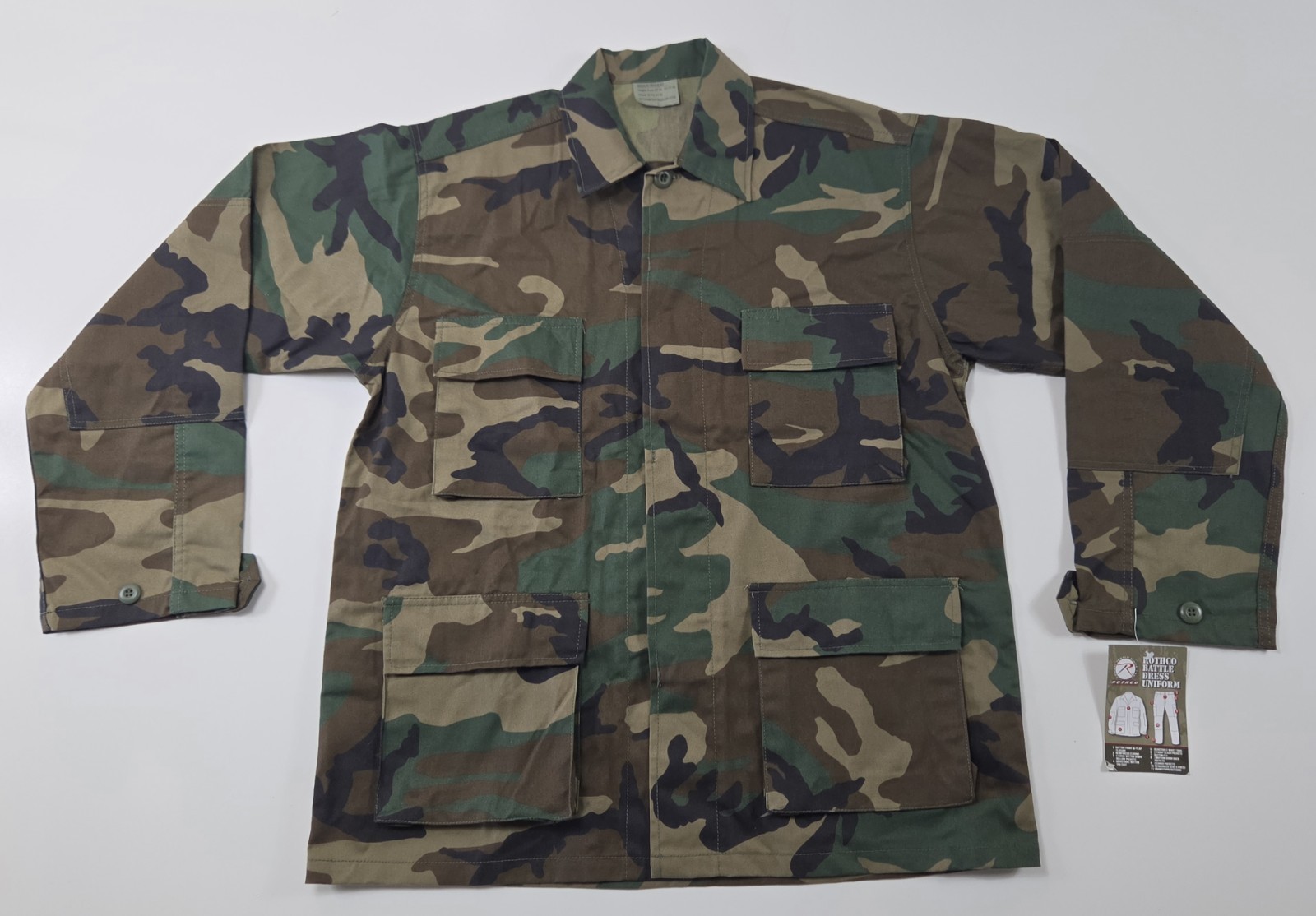 Woodland Camouflage Mens Medium Reg Military BDU Shirt Tactical Army Fatigues