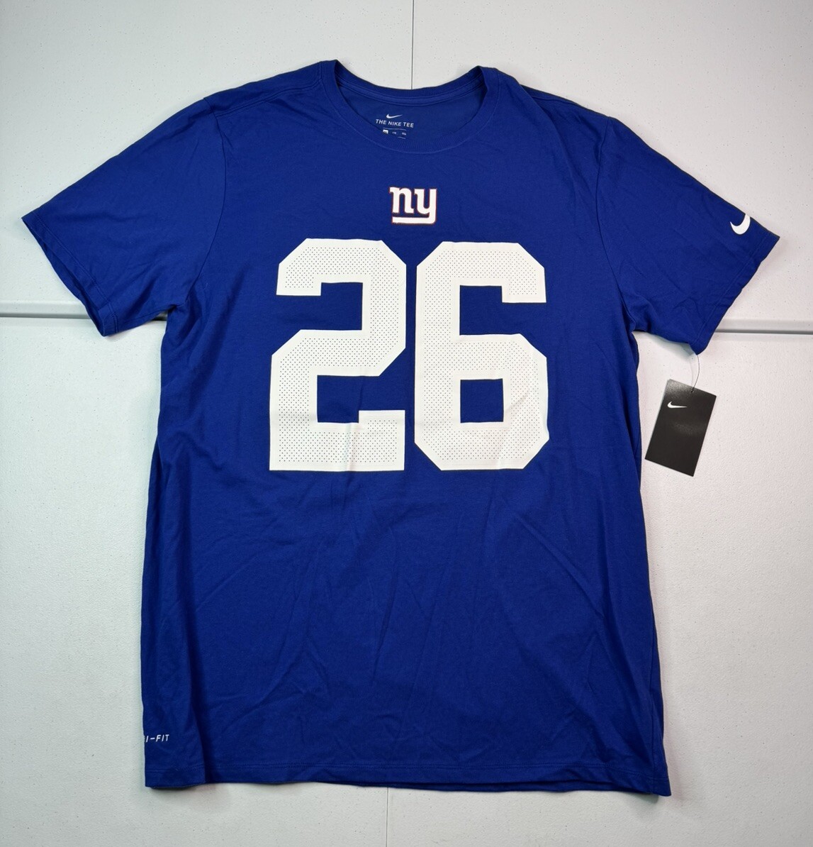 Nike Saquon Barkley NFL NY Giants Blue Short Sleeve T-Shirt Dri-Fit Mens XXL NWT