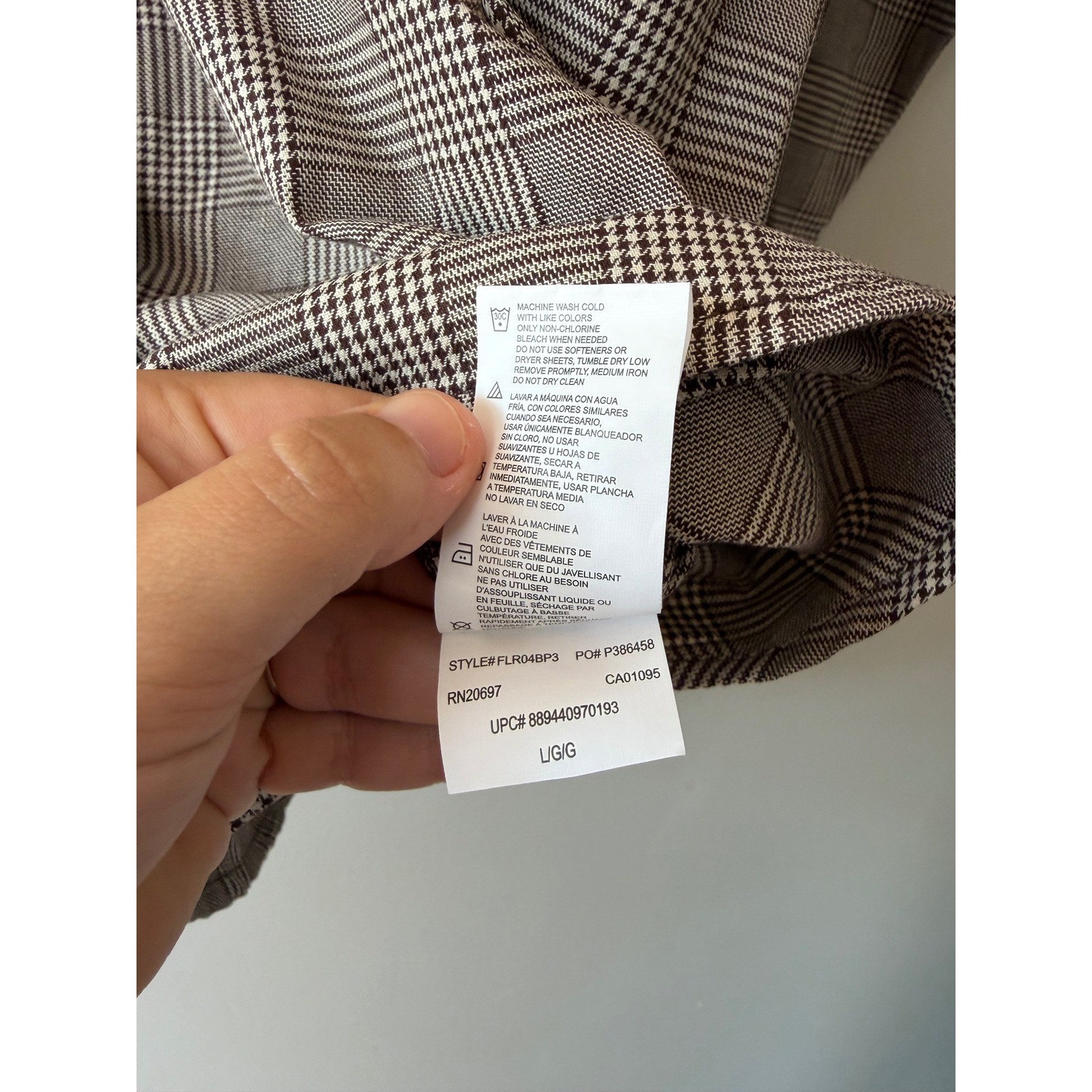 Dickies Mens Glen Plaid Button Down Shirt Brown Tan Long Sleeve FLR04BP3 Large