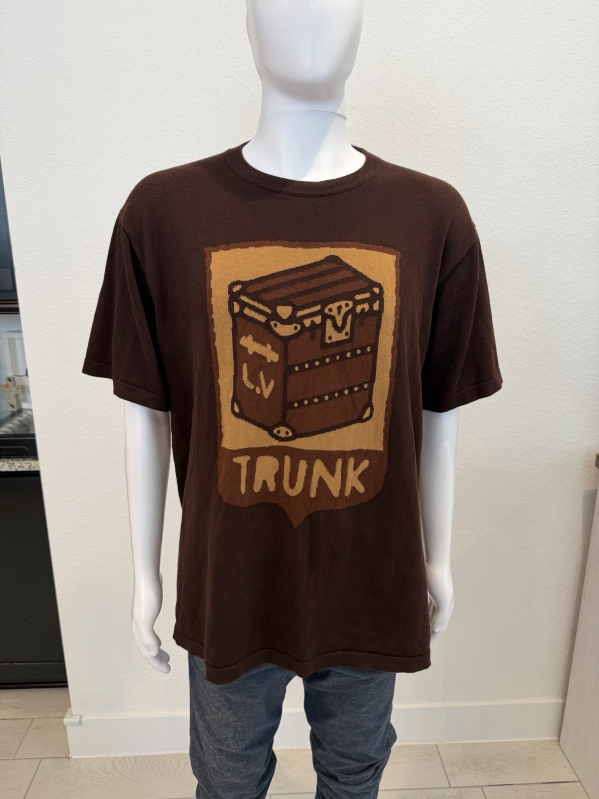 Louis Vuitton Brown Trunk Lovers Graphic Intarsia T-Shirt Brown Knit Crewneck XL
