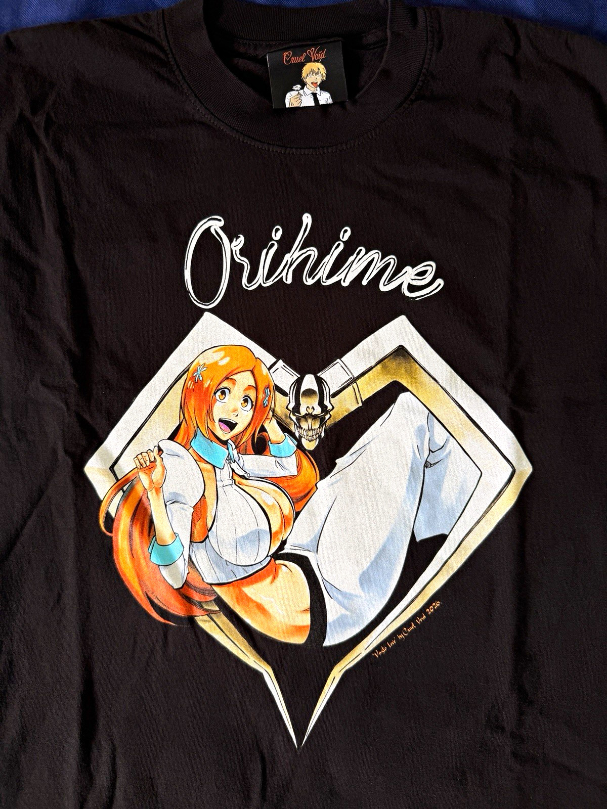 Cruel Void Bleach Orihime Anime Graphic T-Shirt Black Medium Short Sleeve