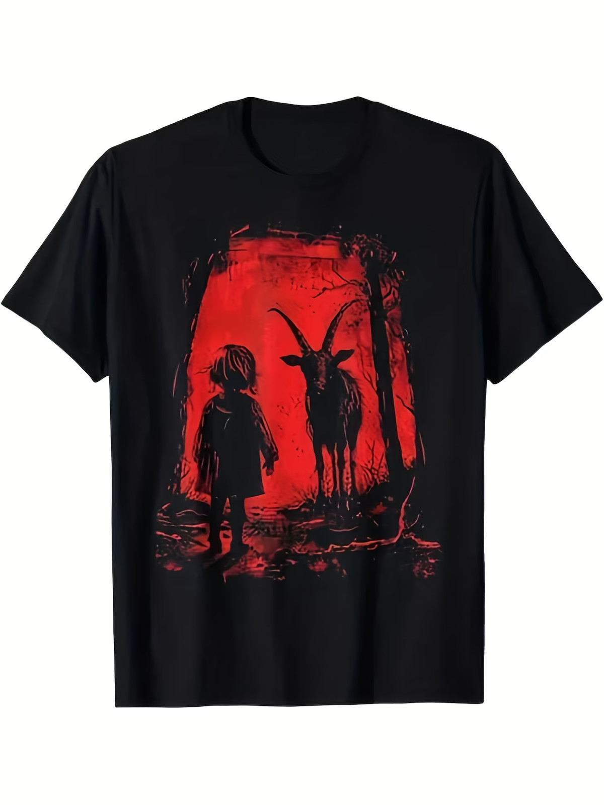 Men’s Gothic 666 Satanic Goat Graphic T-Shirt – Black Demonic Print Cotton Stree