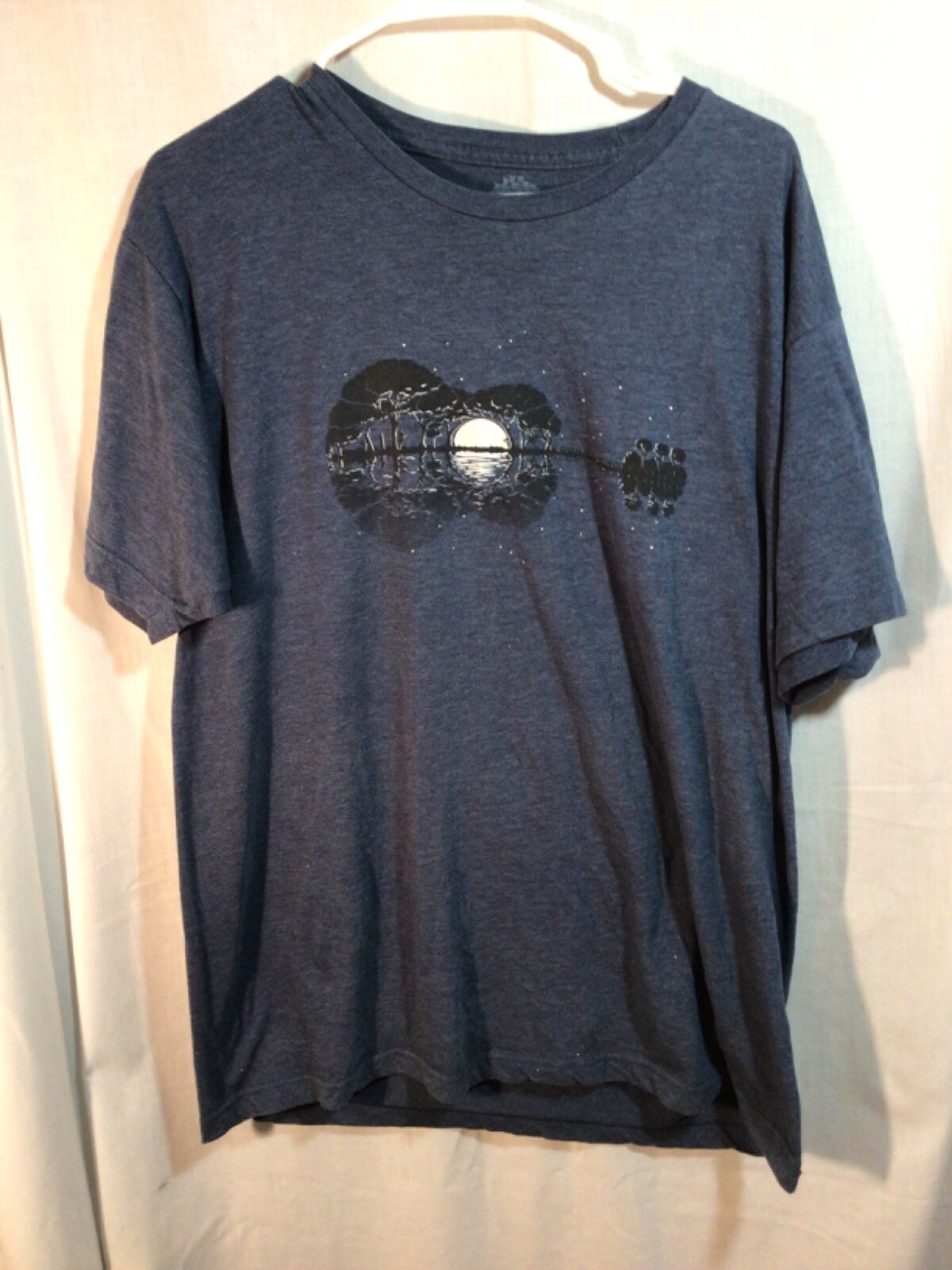 Ann Arbor (Guitar/Moon/Trees Graphic) Blue XL Cotton Blend T Shirt T15