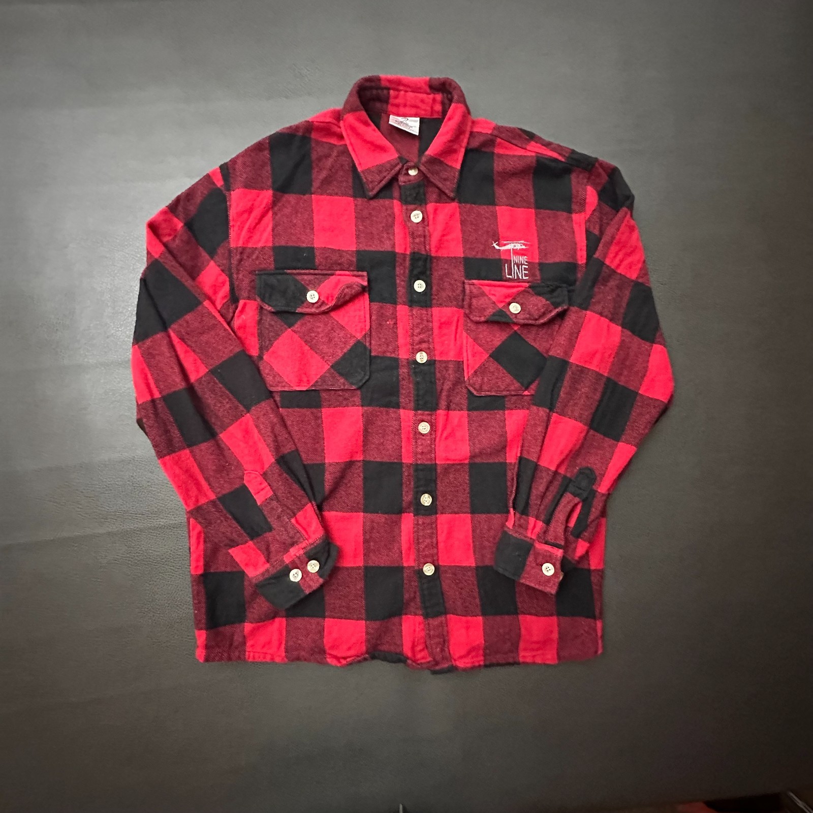 Nine Line Apparel Shirt Mens Large Red Lumberjack Plaid Flannel Military Work