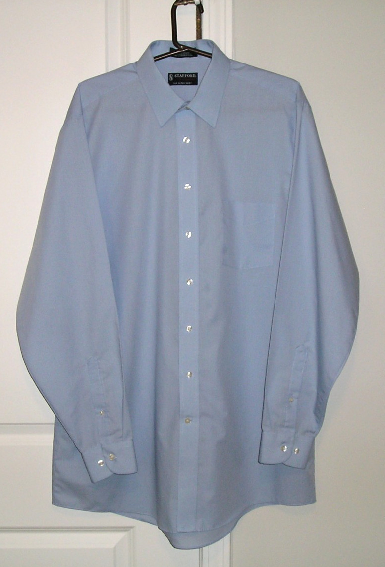 NEW~STAFFORD THE SUPER SHIRT PERFORMANCE BLUE DRESS SHIRT (X-TALL-16.5-36/37)!