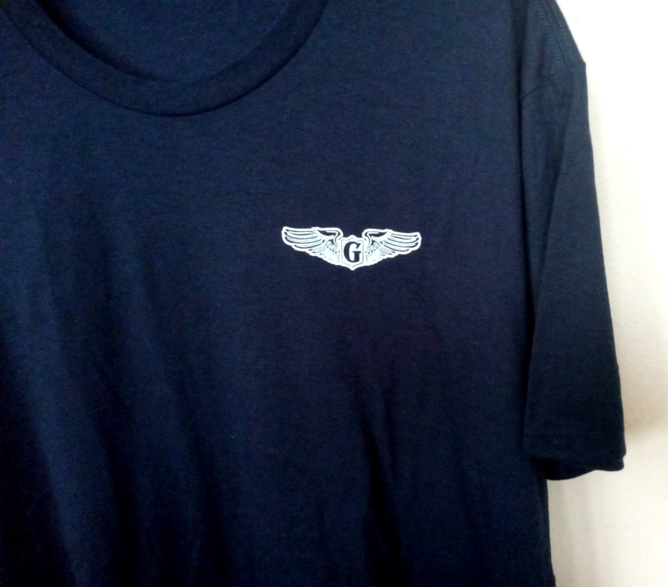 District Perfect Tri Graphic Print Short Sleeve T Shirt Navy Blue Comfy Size L