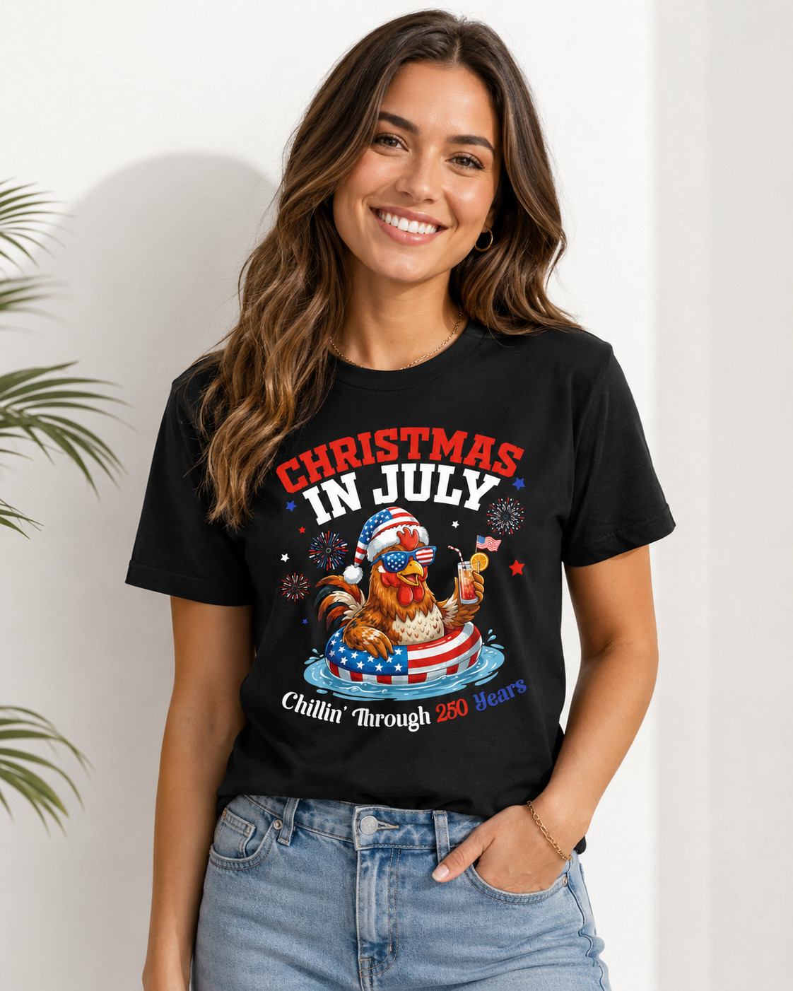 250 Years America July Day Chicken Chillin Through 250 Yrs T-Shirt