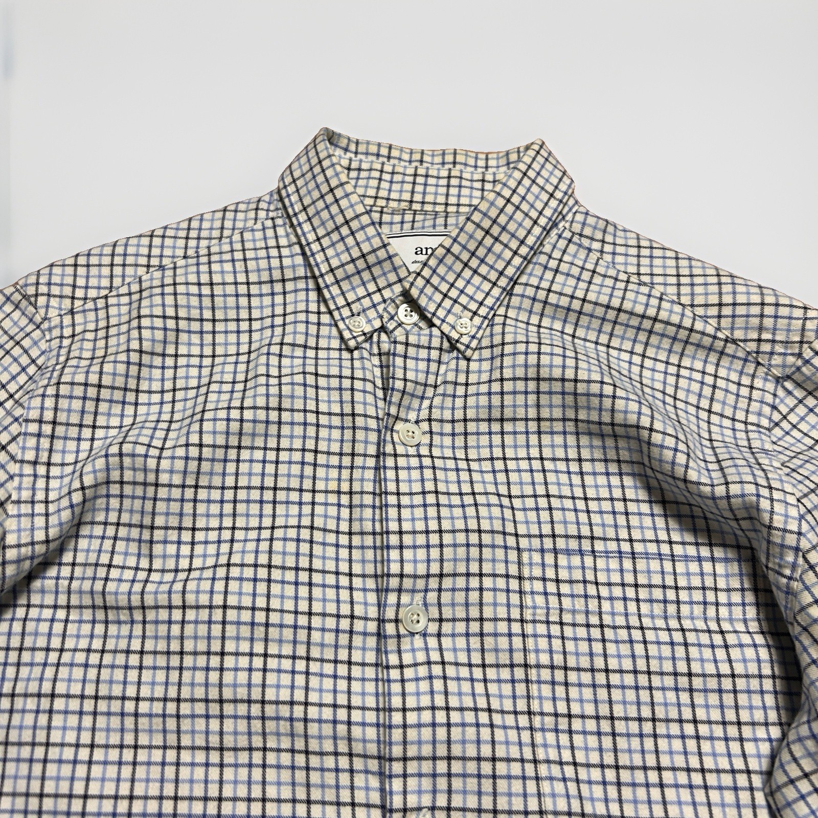 AMI Alexandre Mattiussi Button Up Plaid Shirt Long Sleeve Mens Size 38 Small