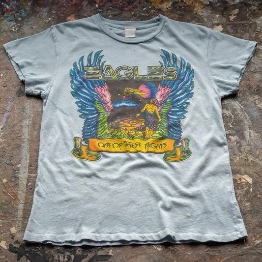Eagles Band One Of These Nights Light Blue Graphic T-Shirt Vtg All Size