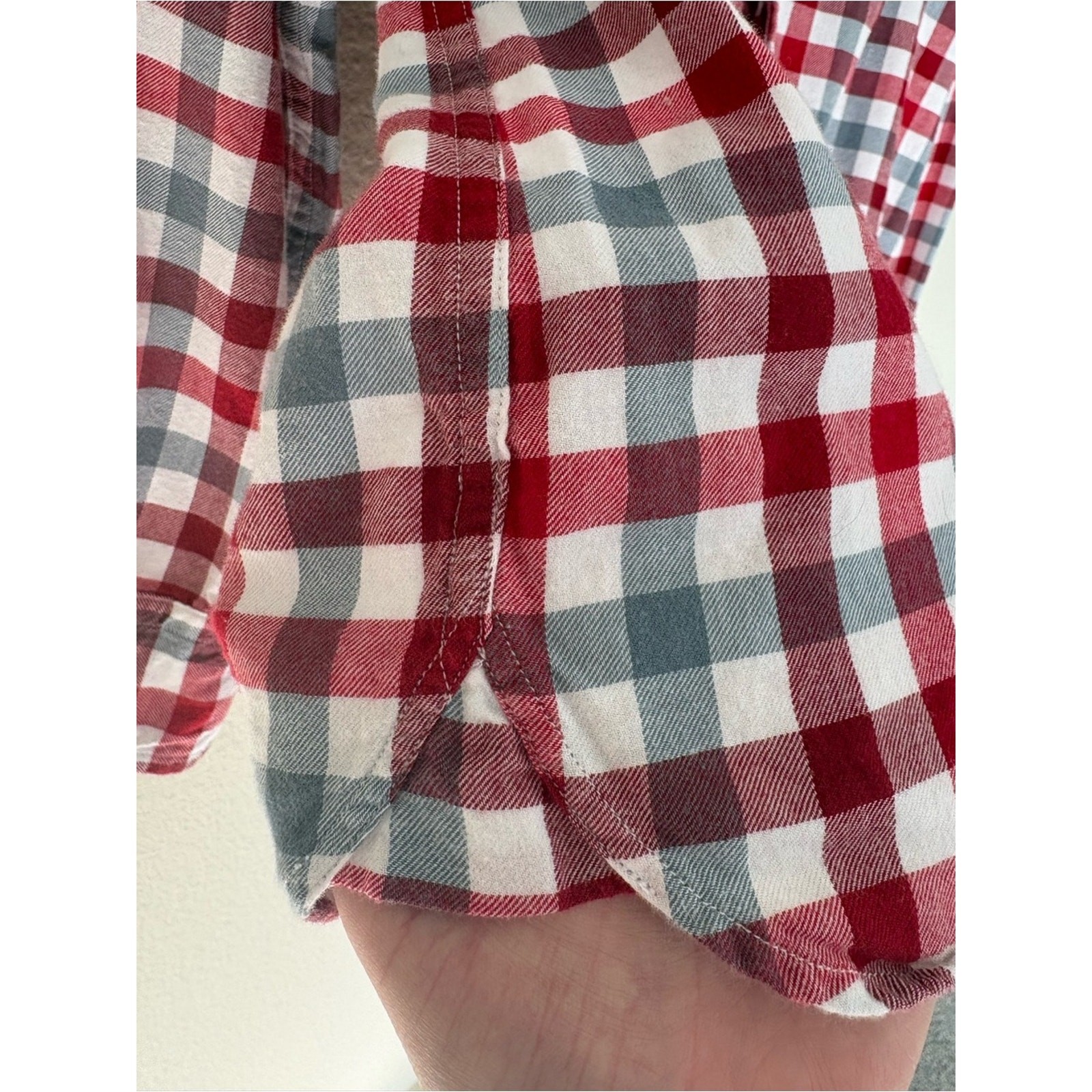 Brooks Brothers Red Fleece Plaid Button Down Red White Blue Flannel Cotton M