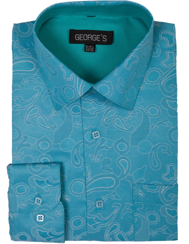Men’s Cotton Blend Paisley Design Classic Fit Casual Dress Shirt