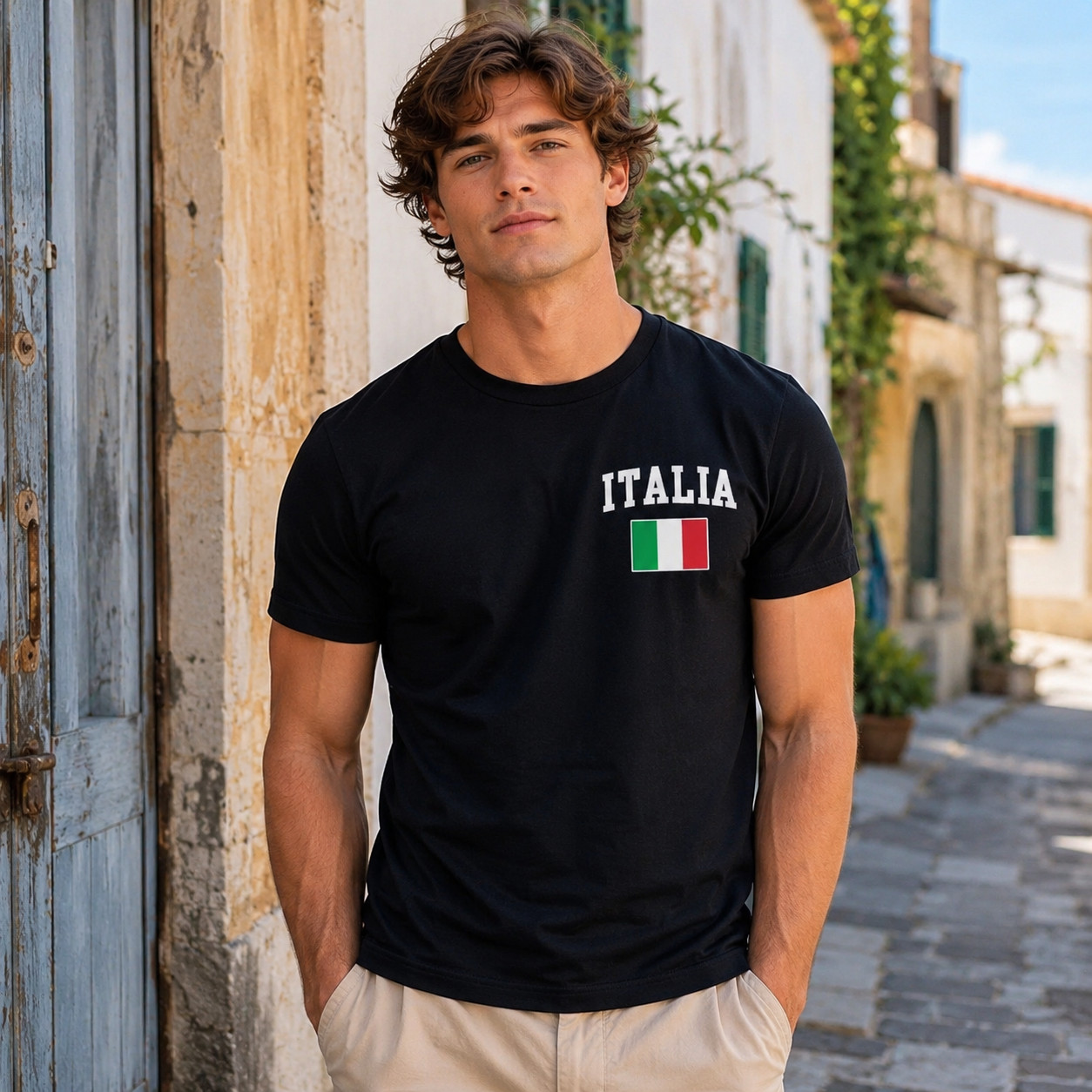 Mens Italia Flag T-Shirt Italy Pride Italian Graphic Tee