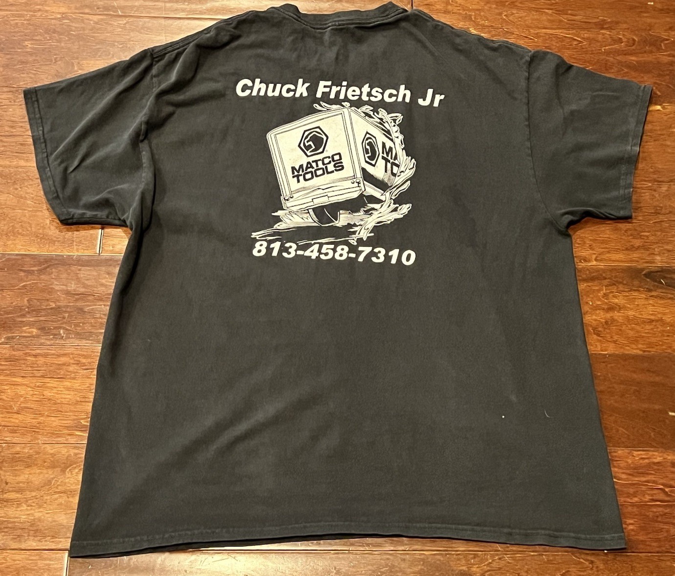 Matco Tools Black Mens Large Truck Wall Crashing Graphic Double Sided T Shirt