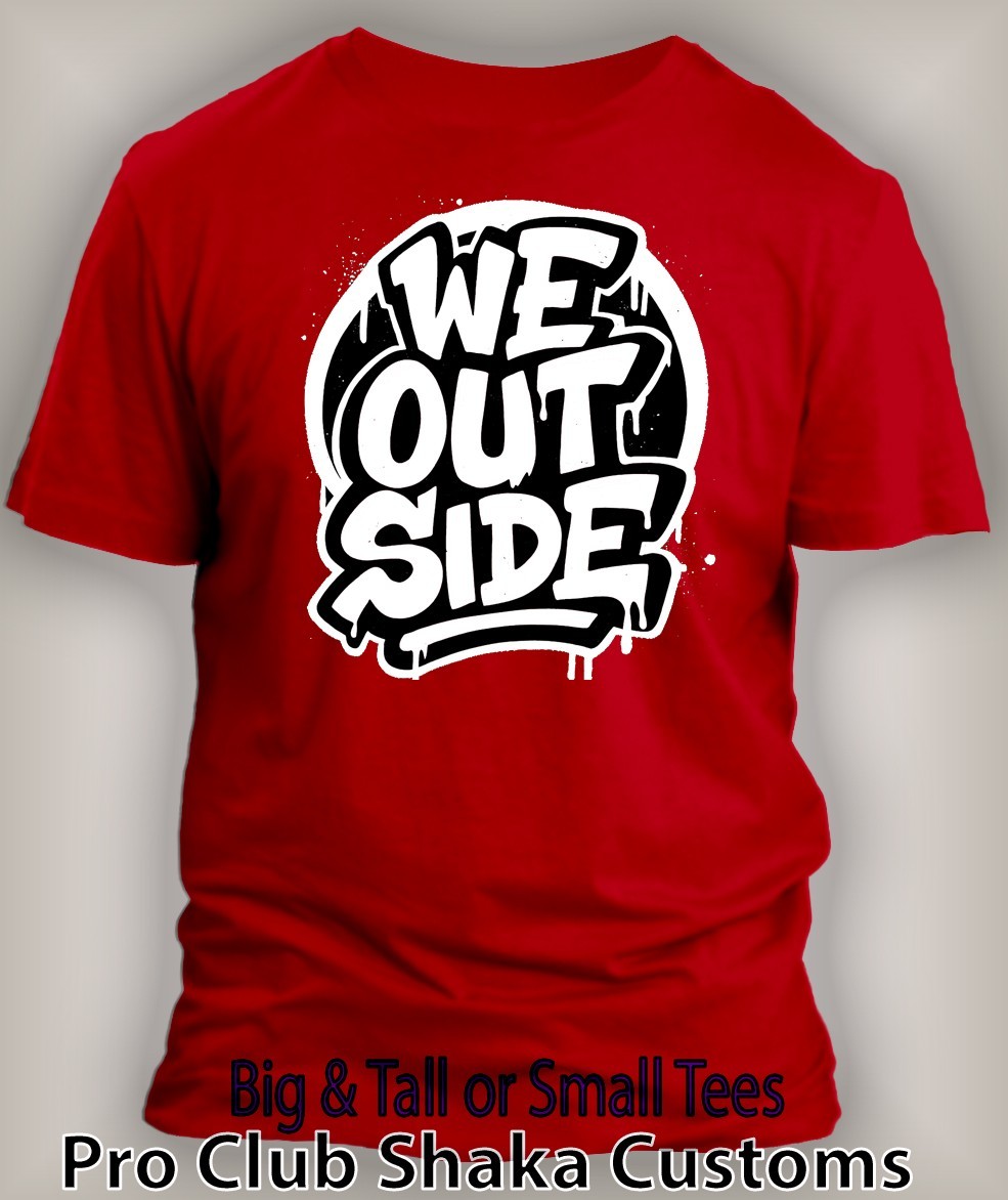 Mens Sport We Ouside Tee RED Shirt Streetwear Hip Hop Graphic Big Tall Sm