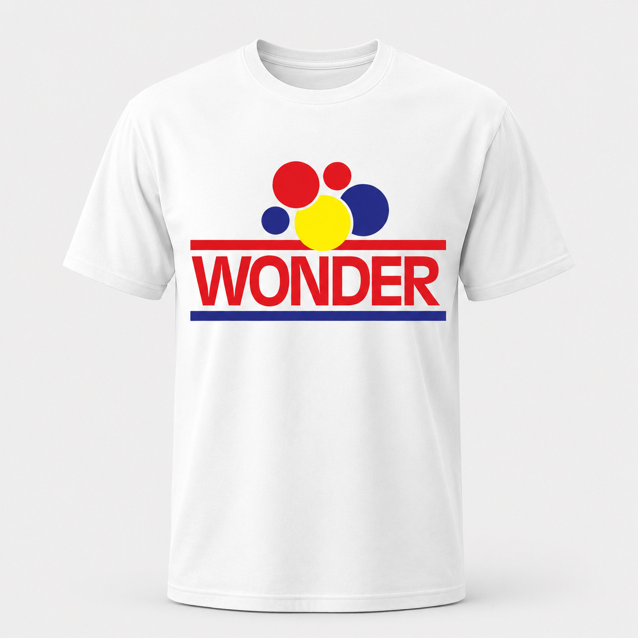 Wonder Retro Logo Men’s White Graphic T-Shirt Vintage Style Tee