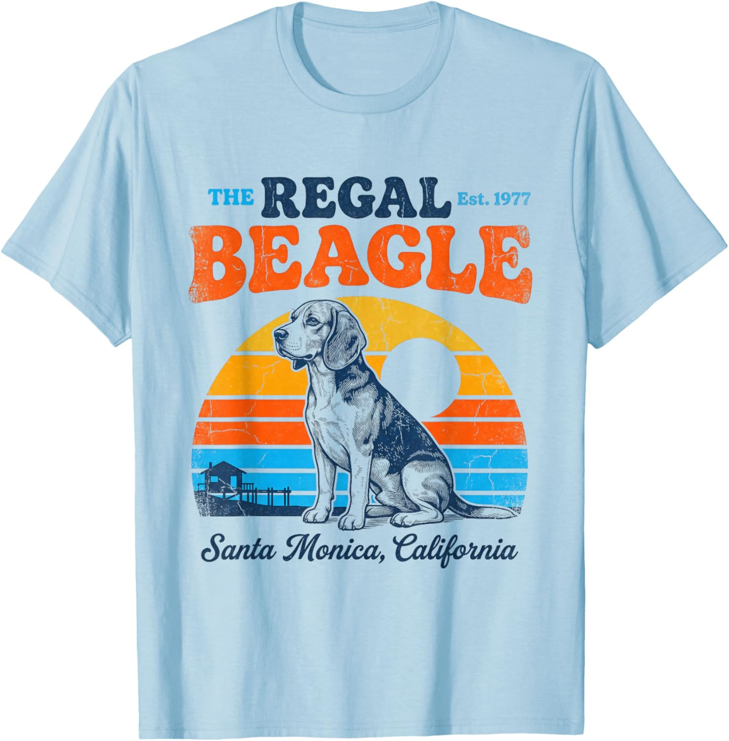 The Regal Beagle Santa Monica California 70s Sunset Graphic T-Shirt