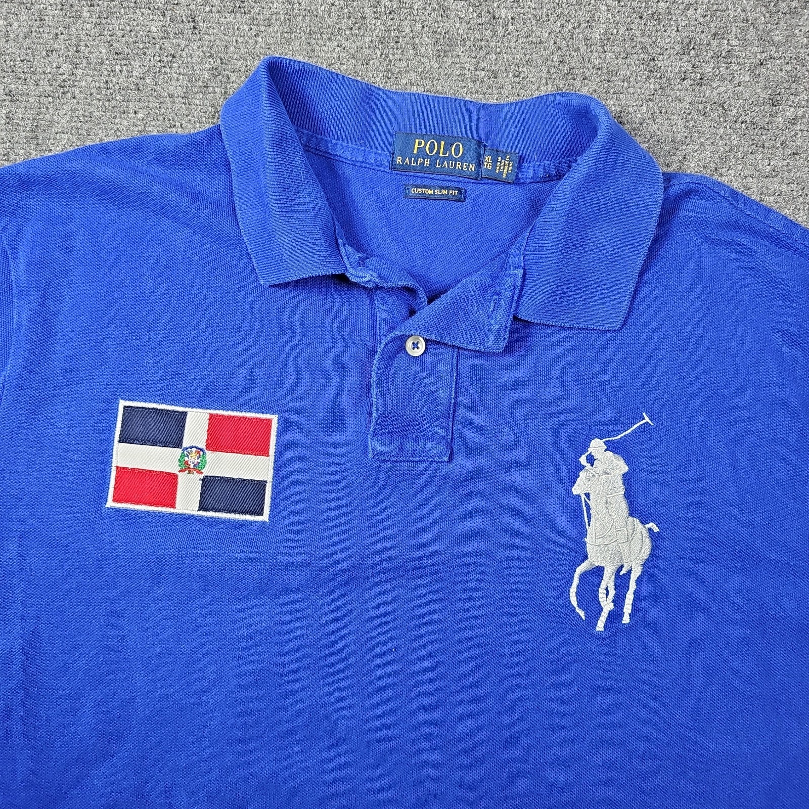 Polo Ralph Lauren Dominican Republic Flag Shirt Big Pony XL Blue Custom Fit