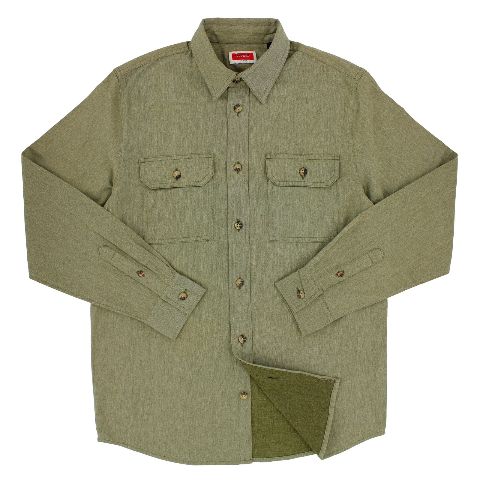 Wrangler Men’s Long Sleeve Button Up Collared Shirt with Front Button Pockets
