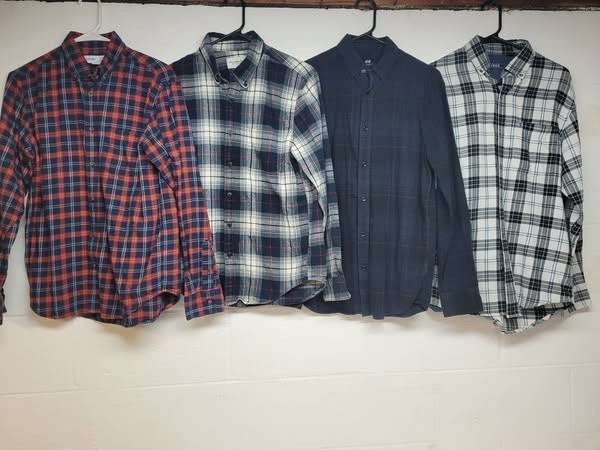 flannel shirt size small 4 pack lot of 4 long sleeve / we4532 r3