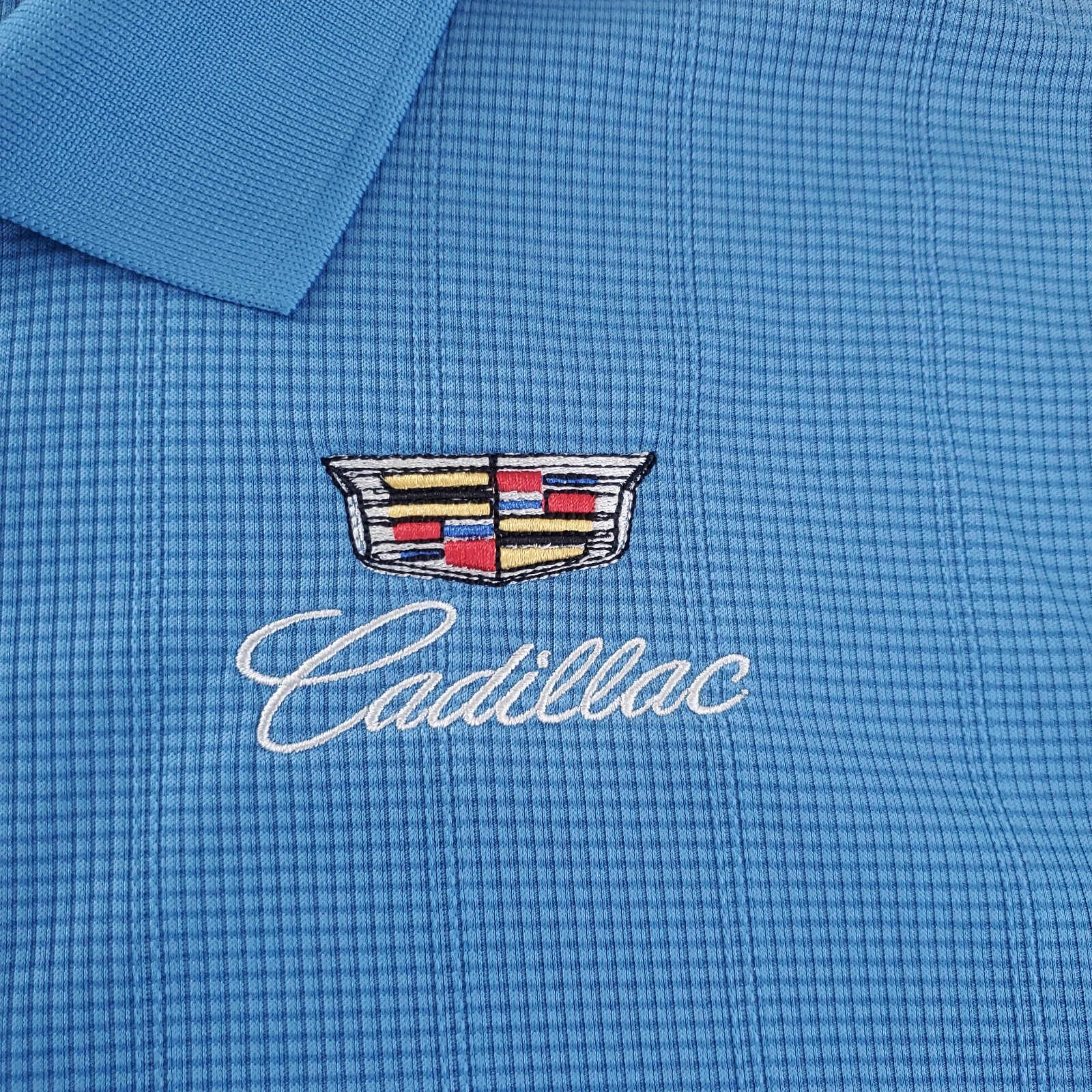 Cadillac Polo Golf Shirt New – Royal Blue – Embroidered – 3 Button – Sizes S-XXL